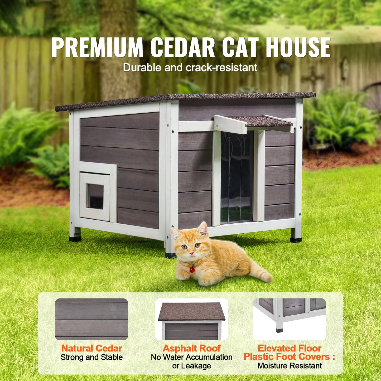 SucceBuy Outdoor Cat House Weatherproof Feral Shelter