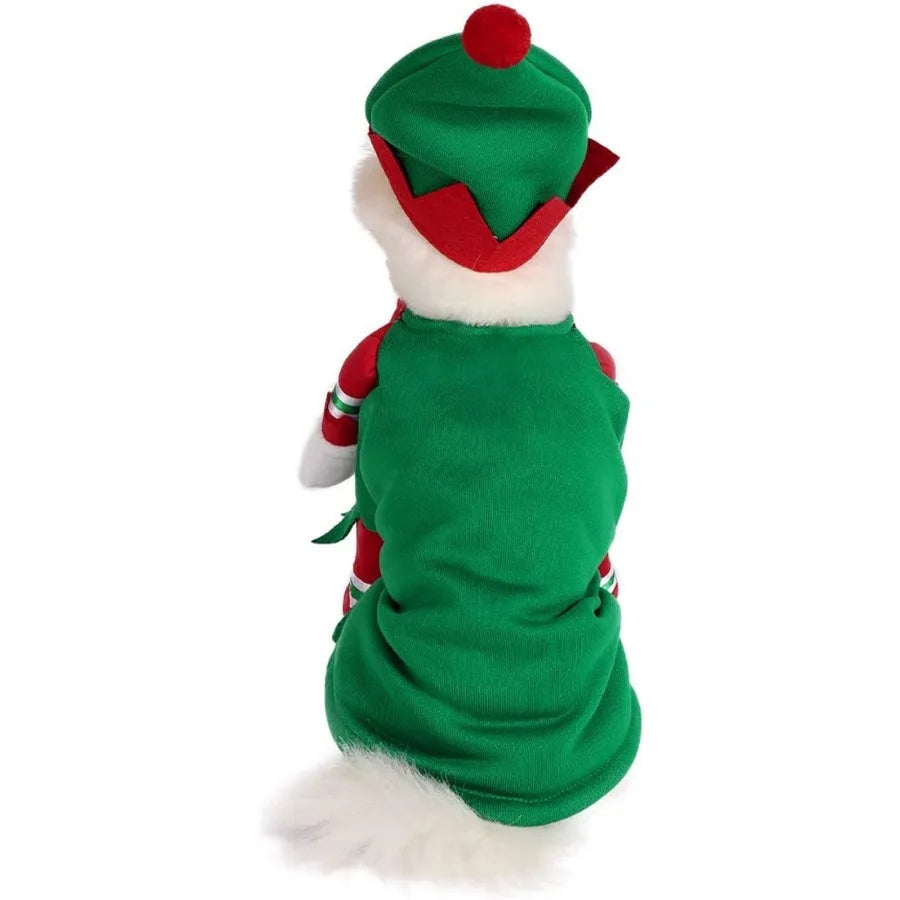 High Concerned Chemical Dog Cat Christmas Elf Costume With Hat