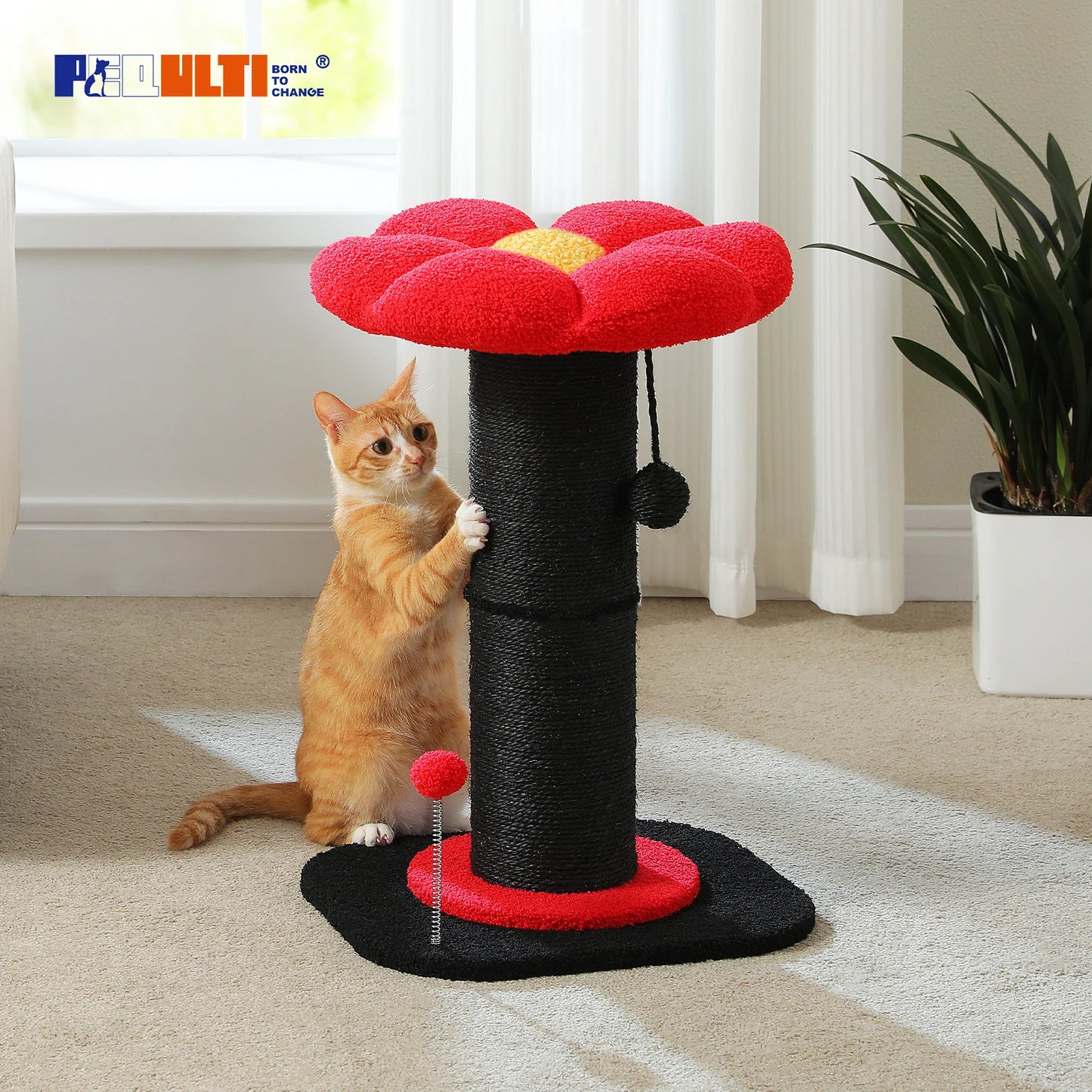 PEQULTICN Flower Cat Scratching Post Small Cat Tree Tower