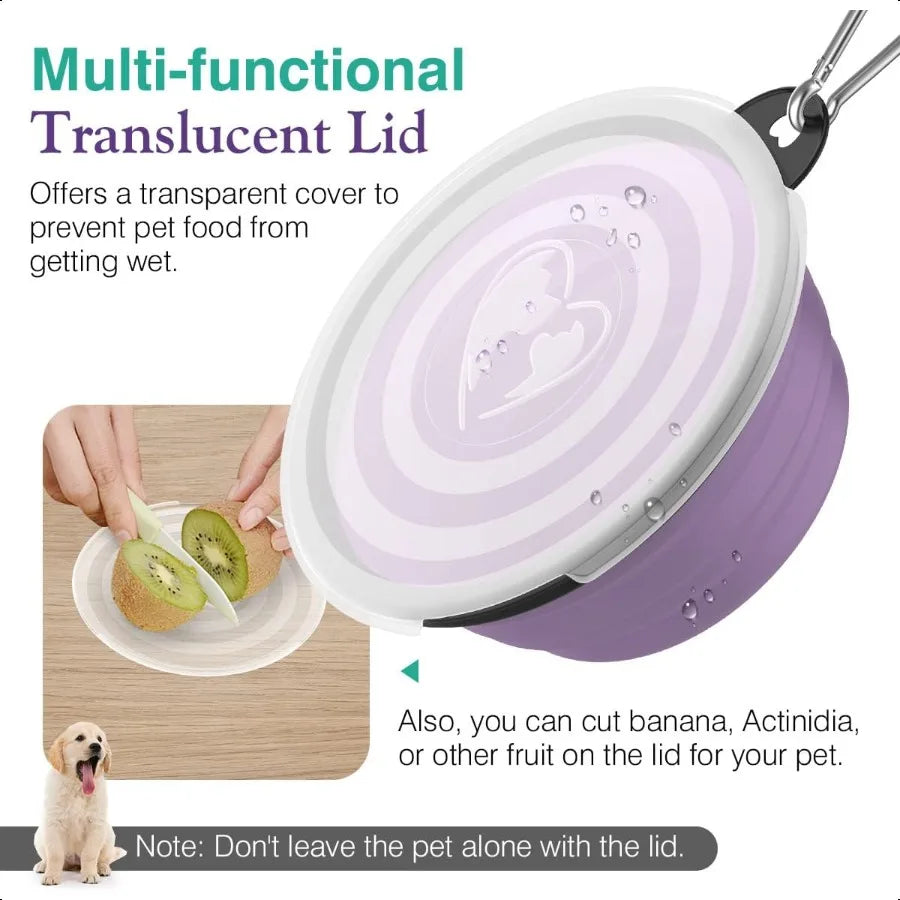 Hign-concerned Collapsible Silicone Dog Bowls Carabiners