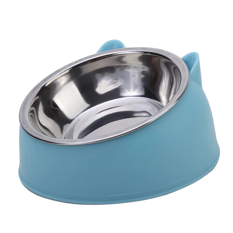 Creative Inclined Stainless Steel Cat Food And Water Feeder For Puppies