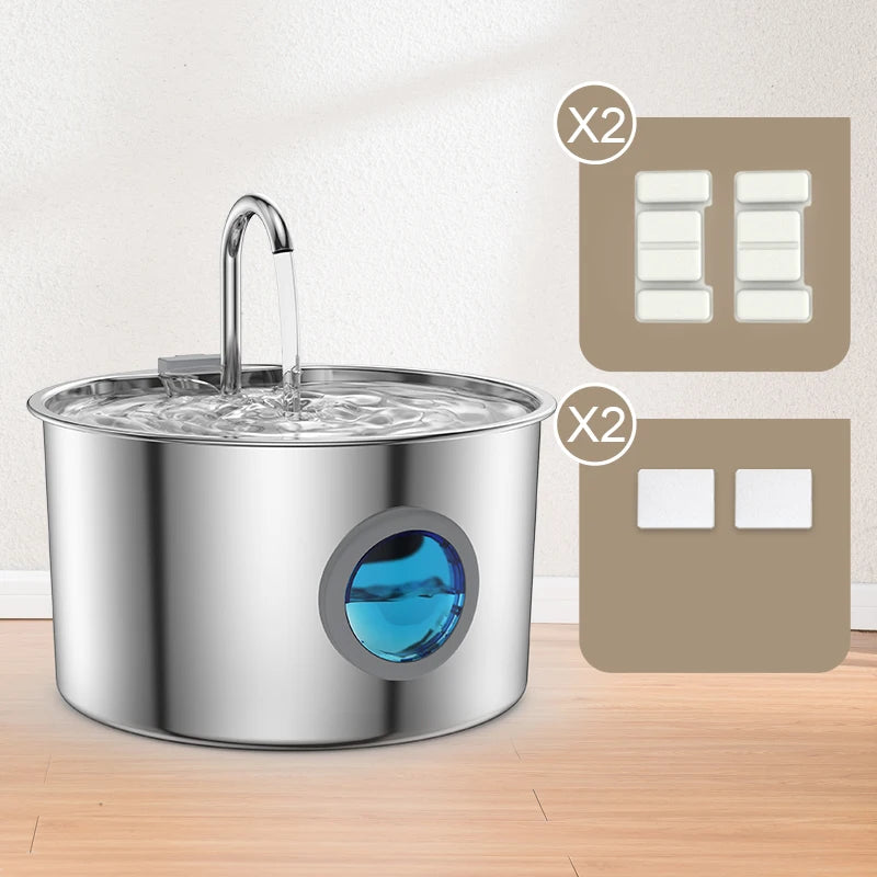 OPETH Stainless Steel Cat Water Fountain Auto Dispenser With Replaceable Filters