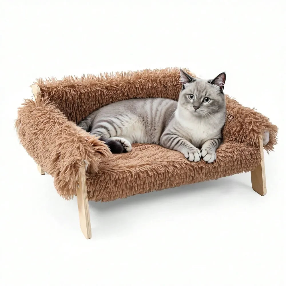 Dog Bed And Cat Sofa With Wood Frame, Soft Comfort