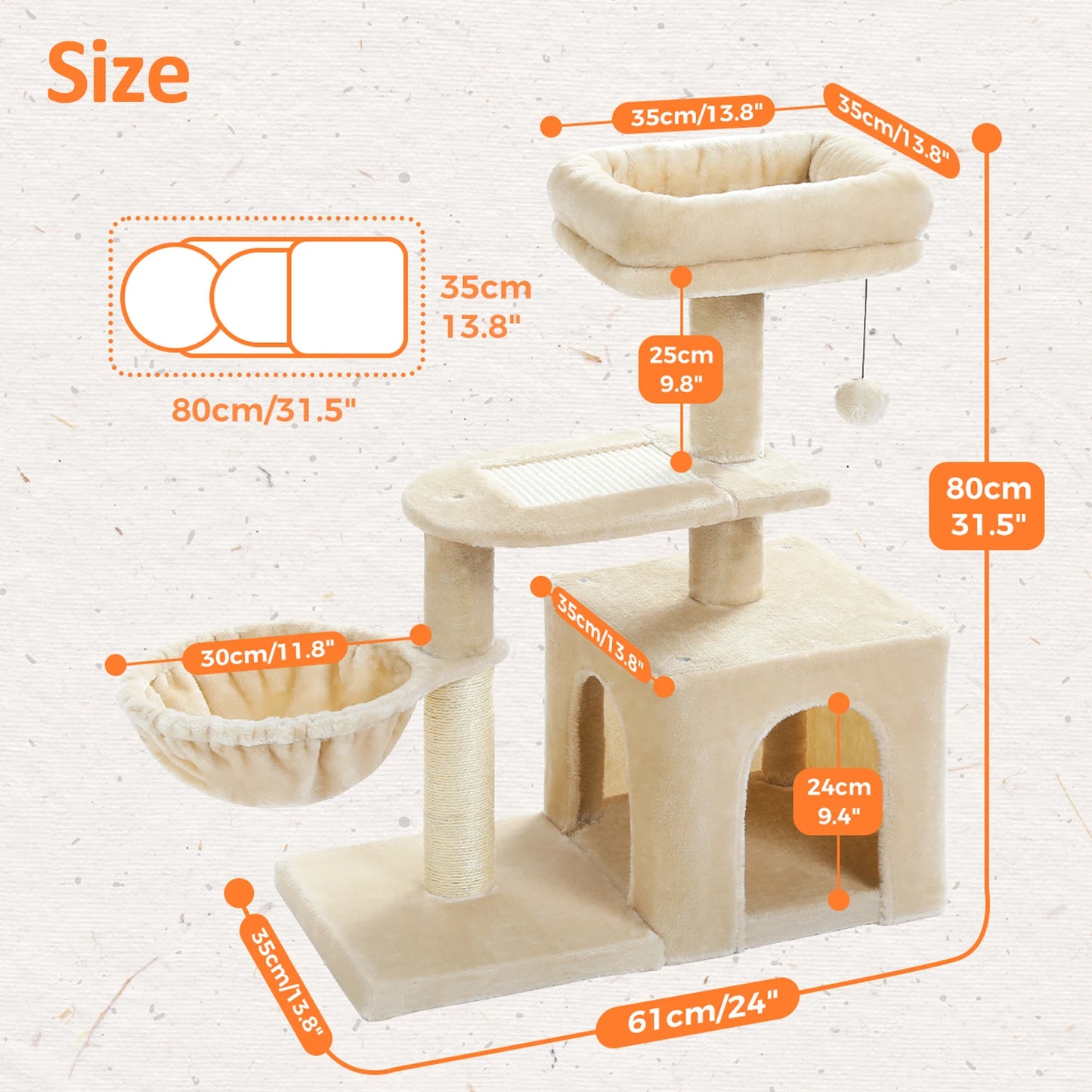 PAWZ Road Cat Tree Tower Indoor Cats Three Layer Premium