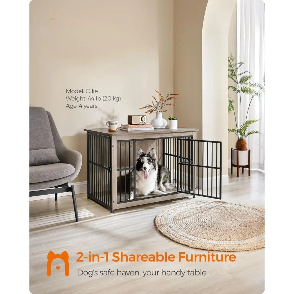 Hign-concerned Heavy Duty Dog Crate Furniture Double Door