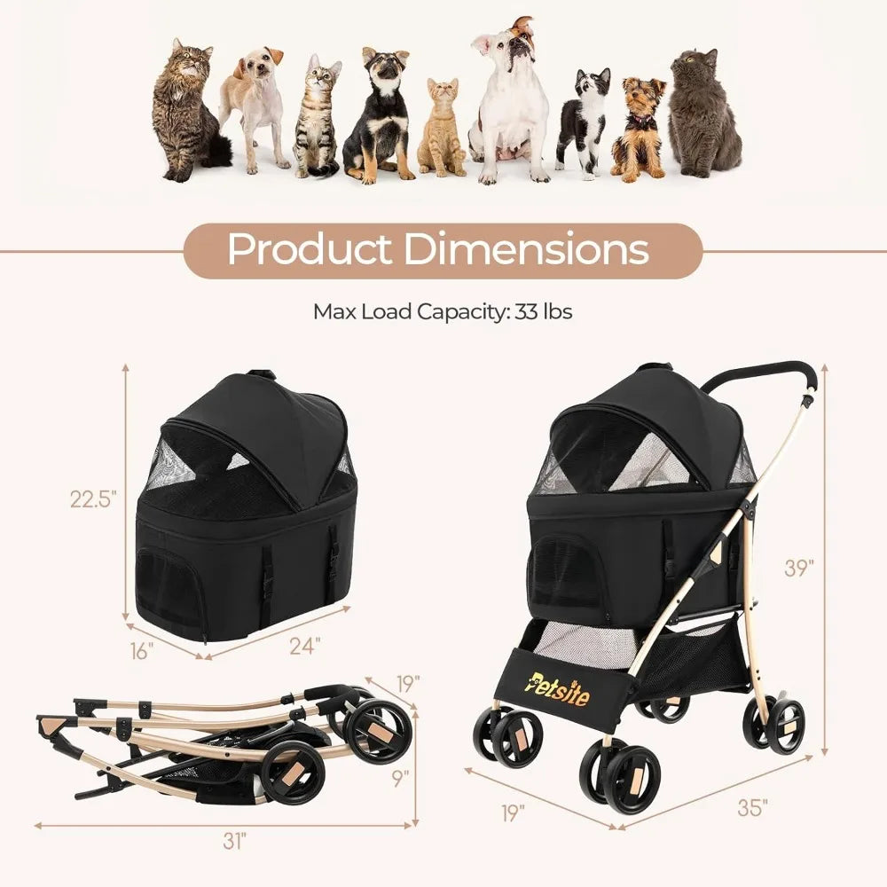 TIFICY 3 In 1 Pet StrollerForPets With Car Seat Carrier