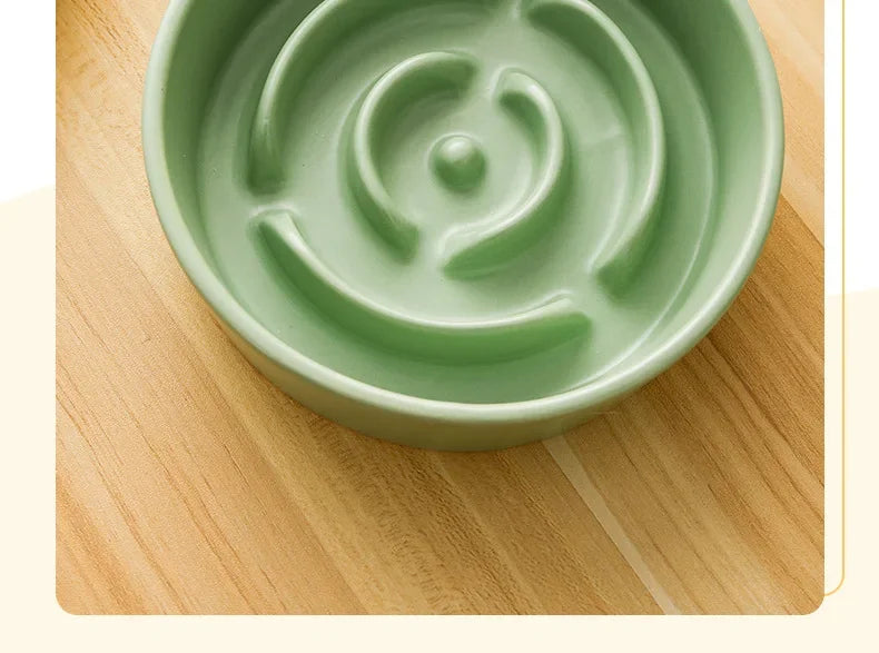 Ceramic Pet Slow Feeder Bowl For Cats And Small Dogs