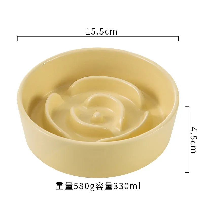 Ceramic Pet Slow Feeder Bowl For Cats And Small Dogs