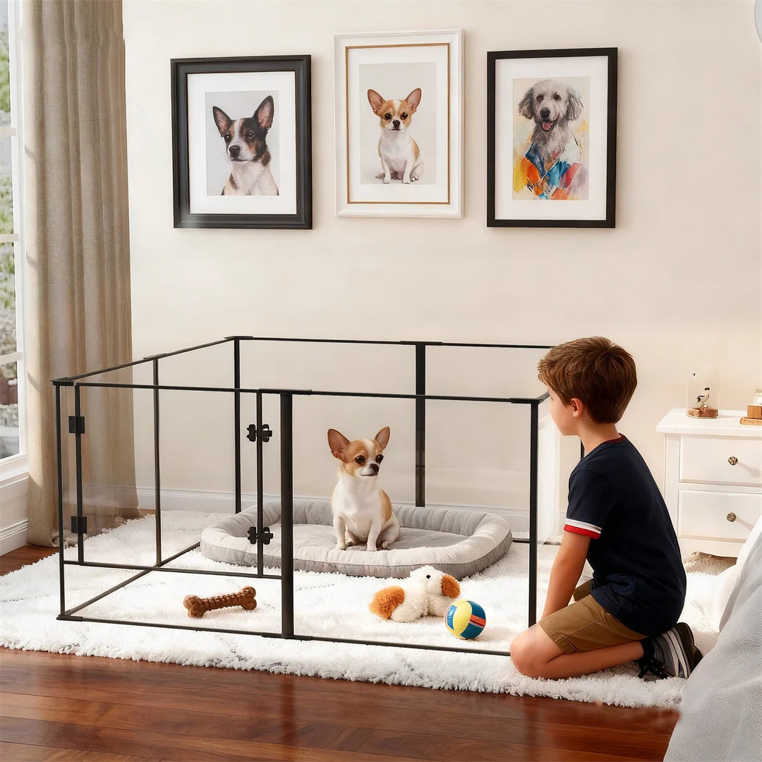 Bingopaw Acrylic 8 Panels Dog Playpen Indoor Exercise Fence