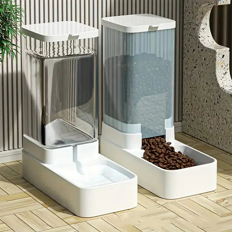 Automatic Dog Feeder And Water Dispenser Set Plastic Gravity