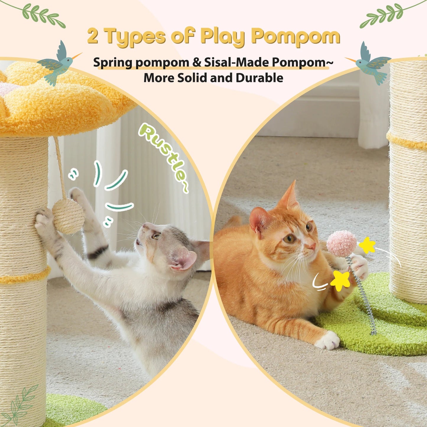 PEQULTICN Flower Cat Scratching Post Small Cat Tree Tower
