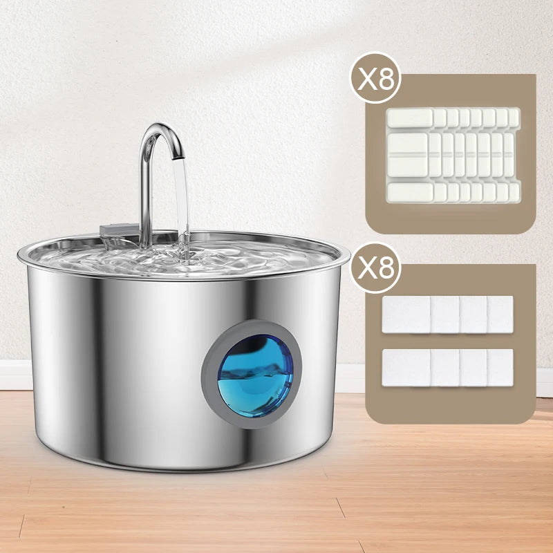 OPETH Stainless Steel Cat Water Fountain Auto Dispenser With Replaceable Filters