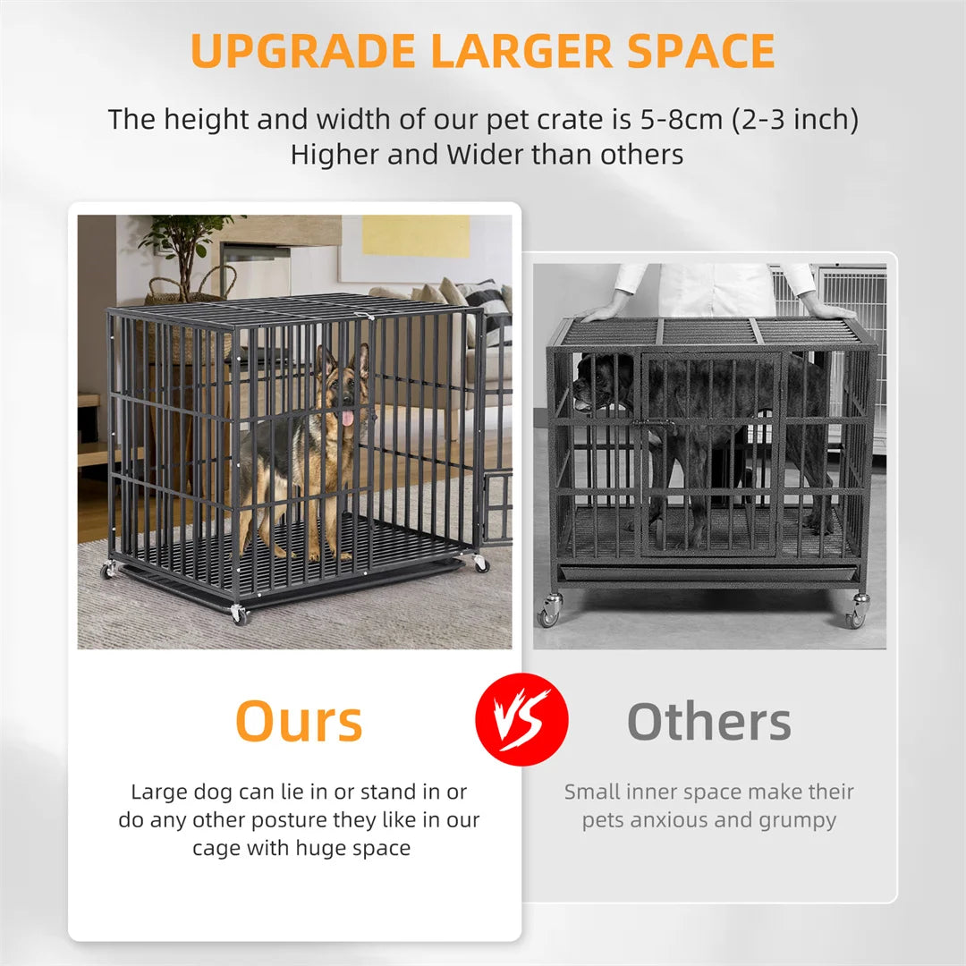 BINGOPAW Heavy Duty Mobile Dog Crate Cage With 3 Doors