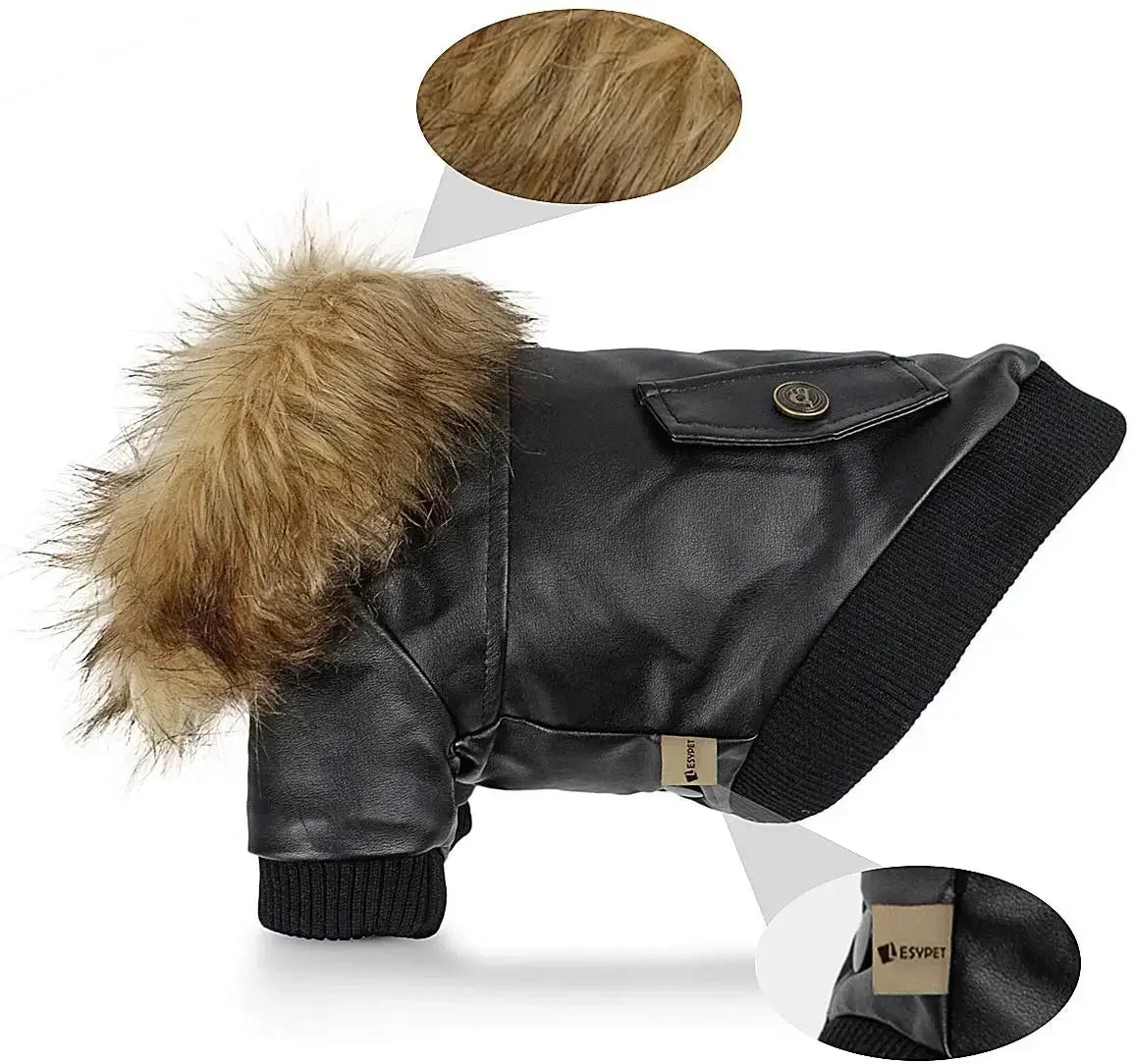 Hign Concerned Dog Winter Coat Waterproof PU Leather Jacket
