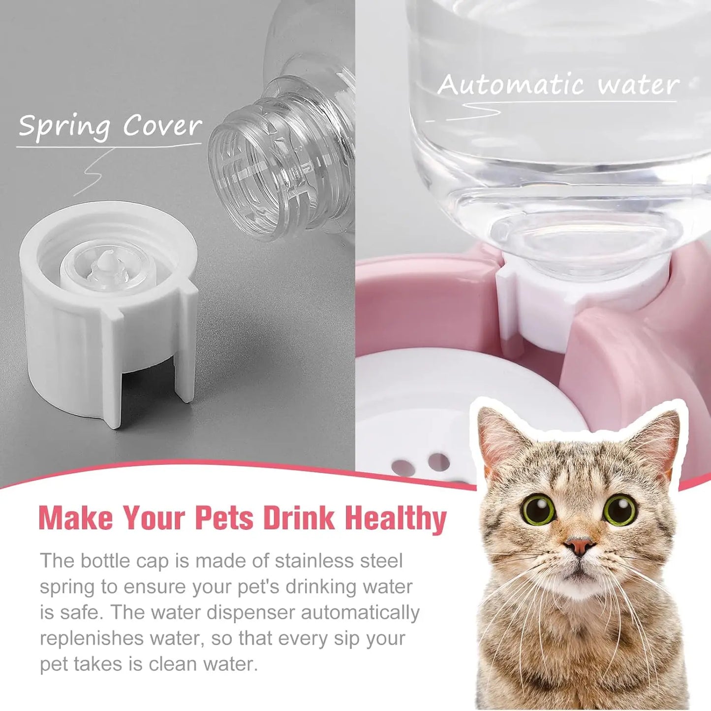 Cat And Small Dog Stainless Bowl Set With Water Dispenser