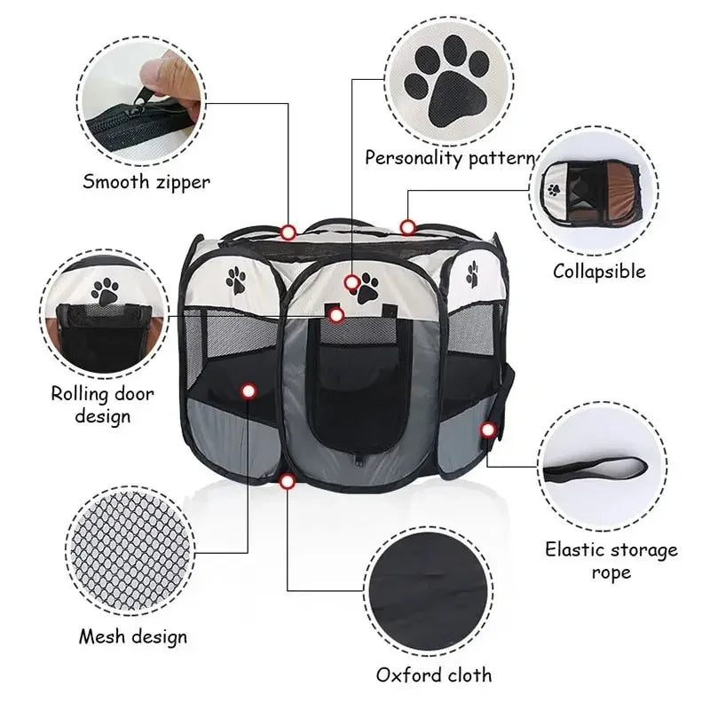 Portable Foldable Outdoor Pet Tent Kennel Octagonal Fence For Dogs And Cats