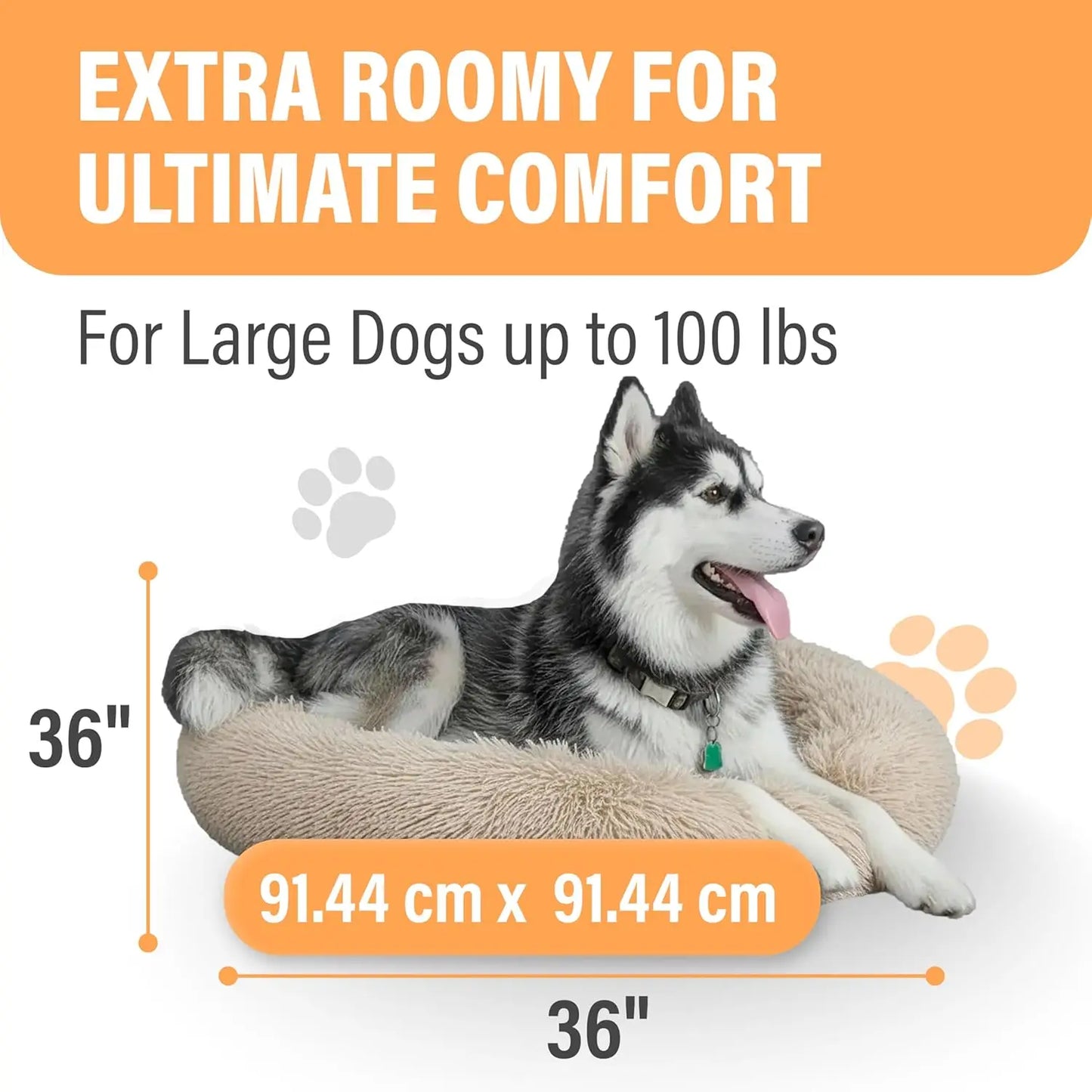 Calming Plush Donut Pet Bed With Removable Cover For Pets