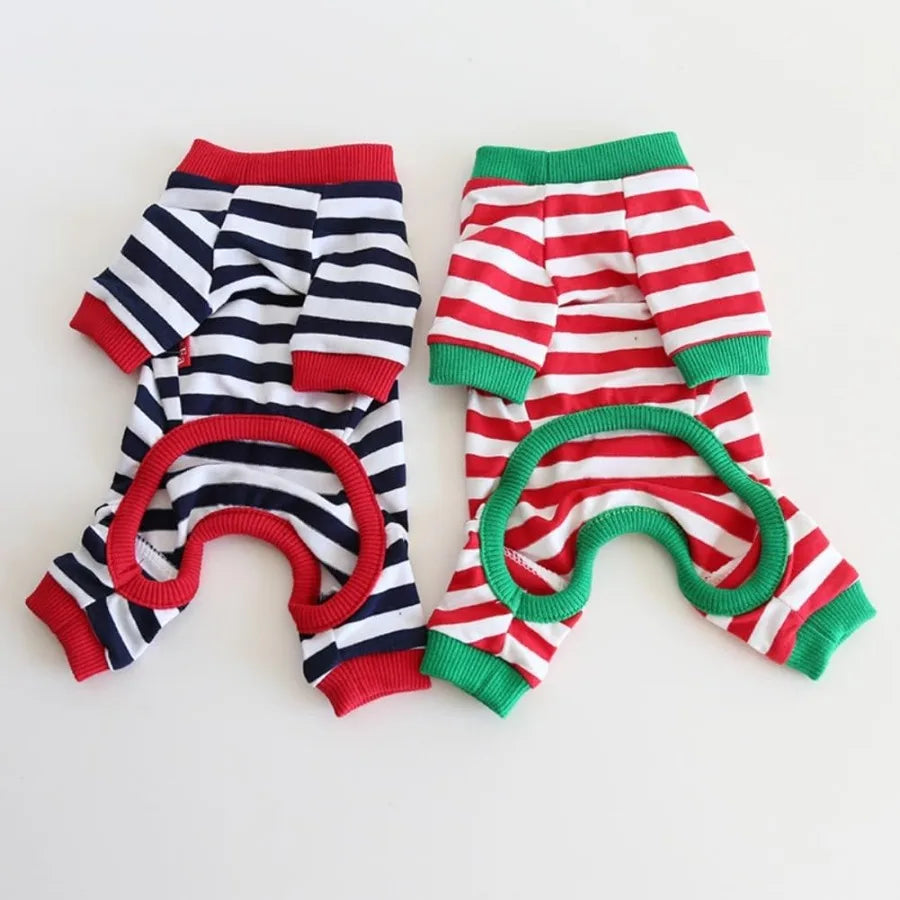 Guangdong Soft Cotton Dog Pajamas All Seasons Striped Jumpsuit