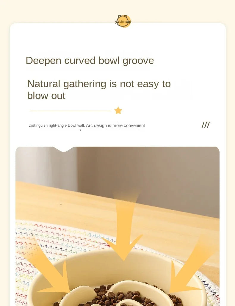 Ceramic Pet Slow Feeder Bowl For Cats And Small Dogs