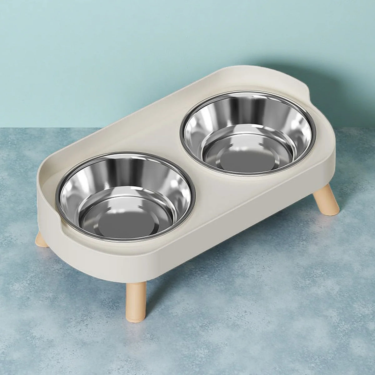Colorful Elevated Dog Feeder With Dual Stainless Steel Bowls