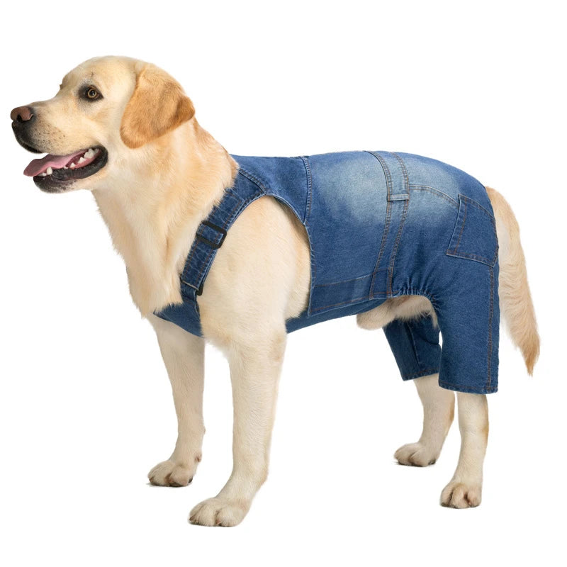 Denim Overalls For Dogs Adjustable Reflective Straps