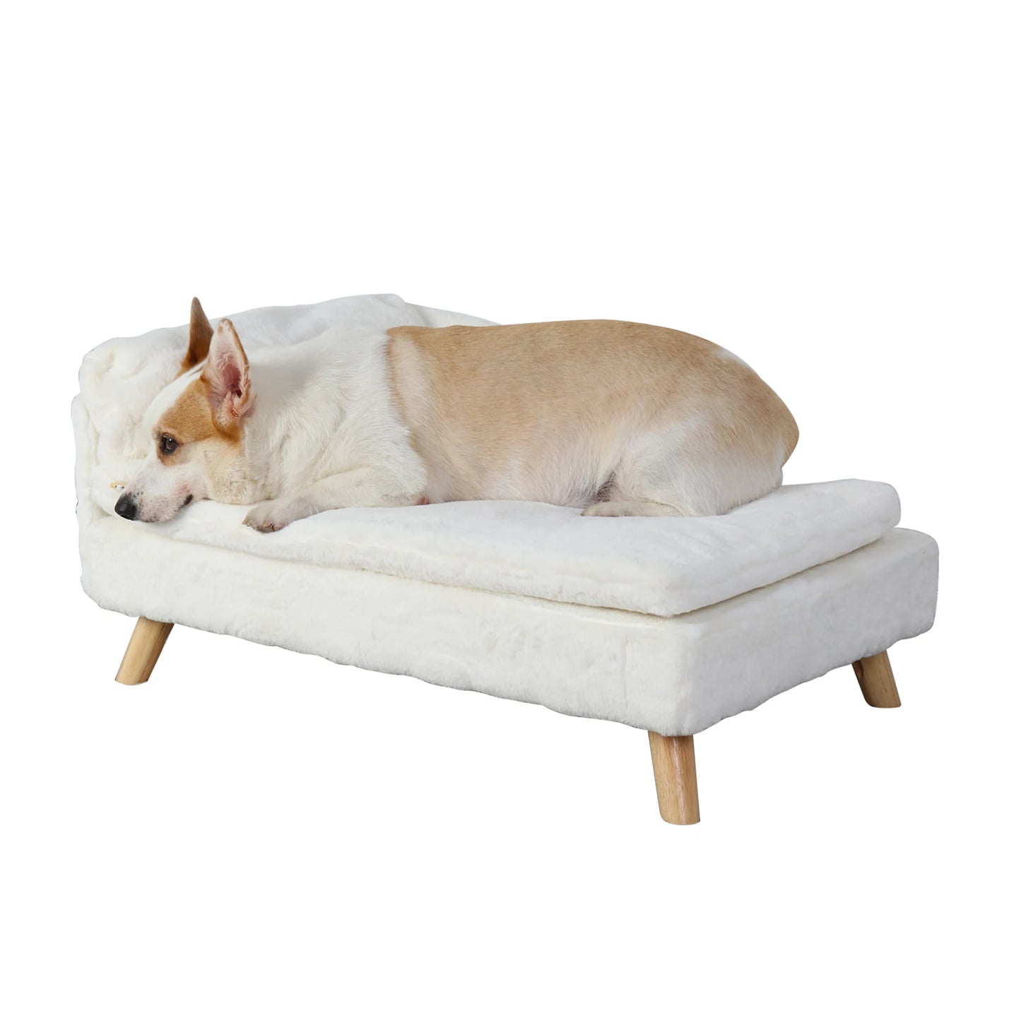 BINGOPAWCN Elevated Pet Bed With Waterproof Cozy Pad And Wood Legs
