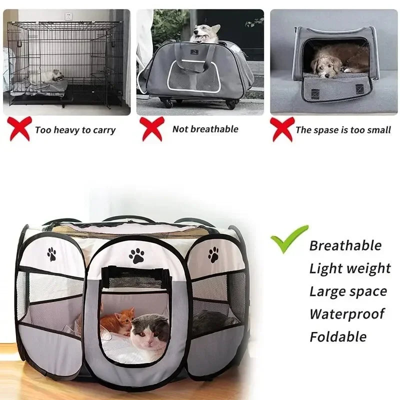 Portable Foldable Outdoor Pet Tent Kennel Octagonal Fence For Dogs And Cats