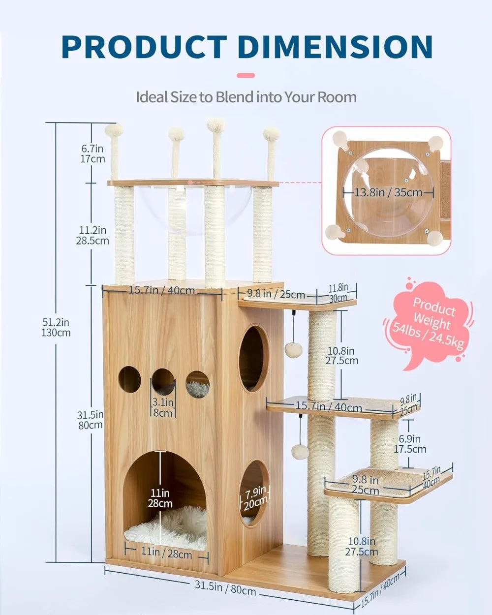 Hign Concerned Modern Cat Tree For Large Cats Wood Tower