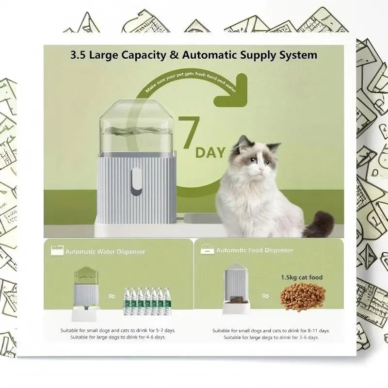 Automatic Pet Feeder And Water Dispenser Gravity Set