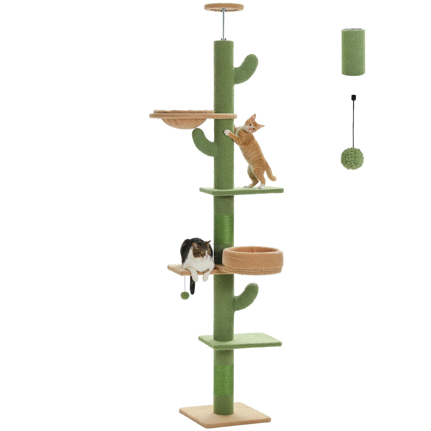 PEQULTICN Adjustable Height Cactus Cat Tree Floor Ceiling