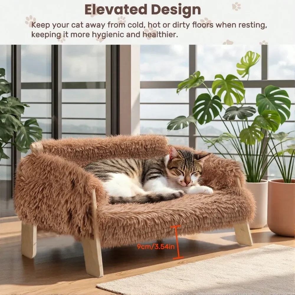 Dog Bed And Cat Sofa With Wood Frame, Soft Comfort