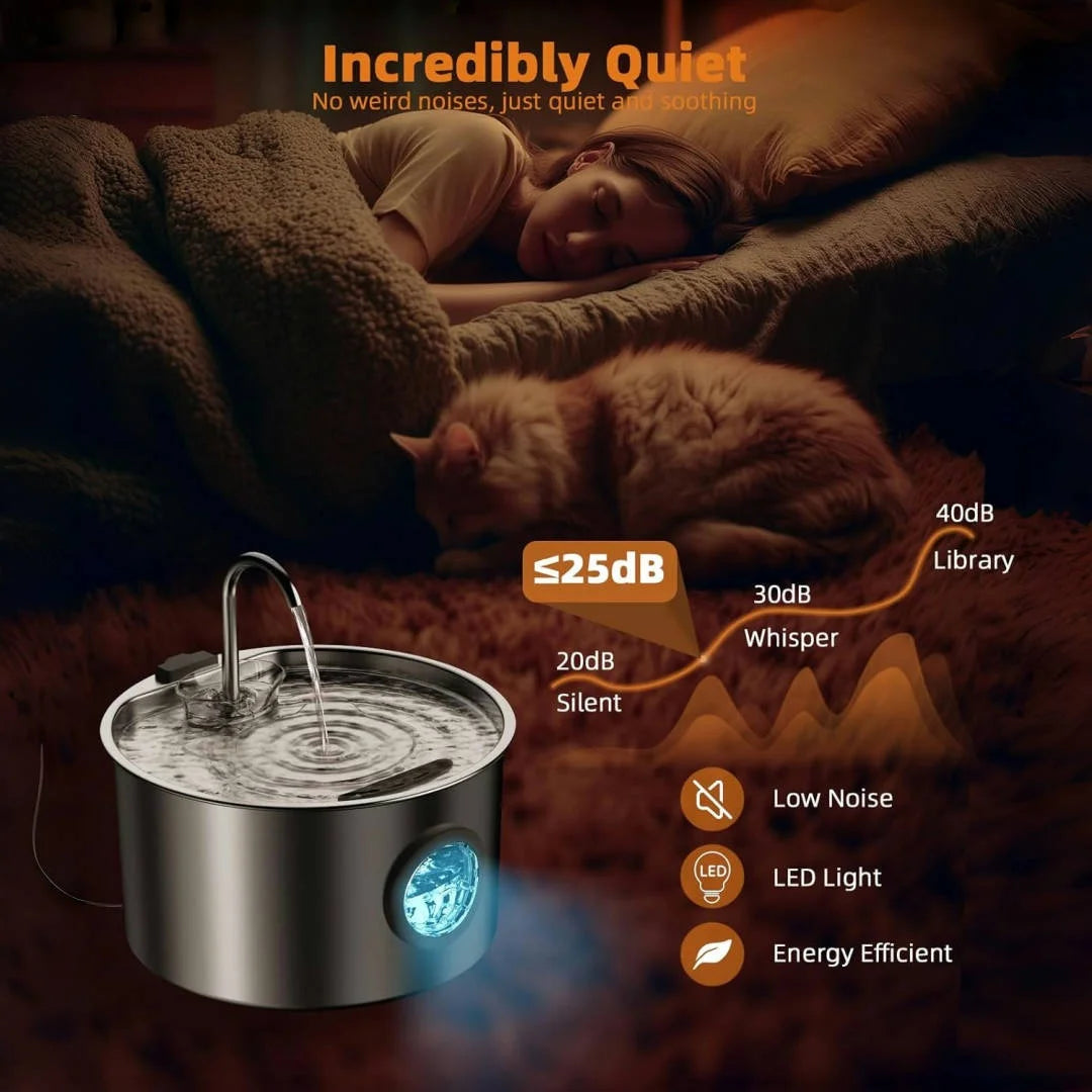 OPETH Stainless Steel Cat Water Fountain Auto Dispenser With Replaceable Filters