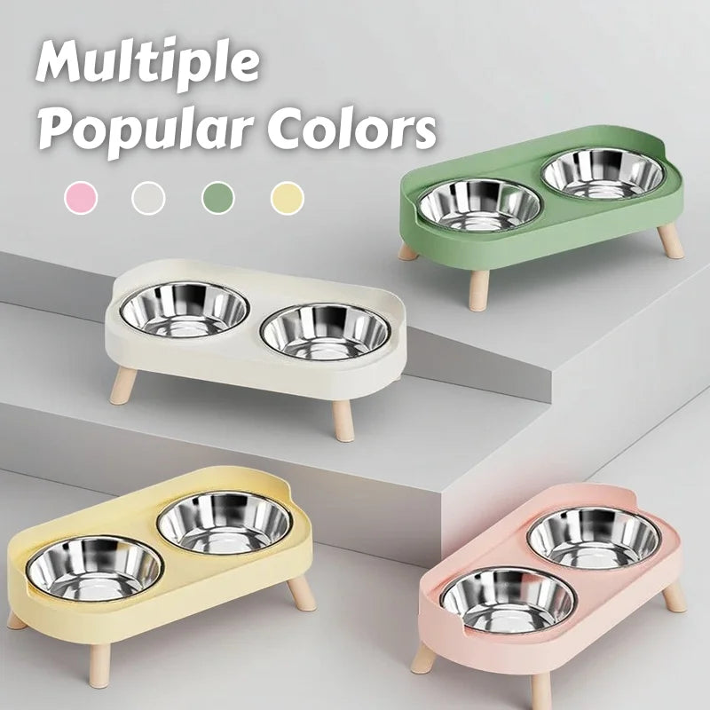 Colorful Elevated Dog Feeder With Dual Stainless Steel Bowls
