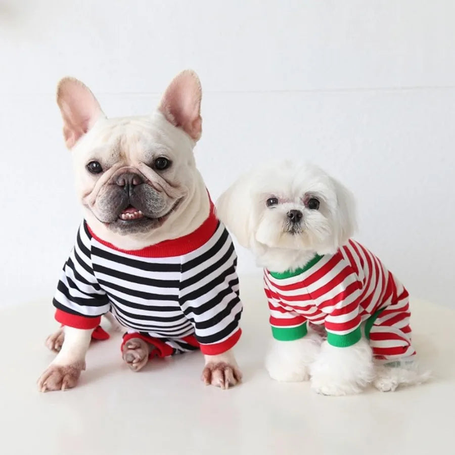 Guangdong Soft Cotton Dog Pajamas All Seasons Striped Jumpsuit