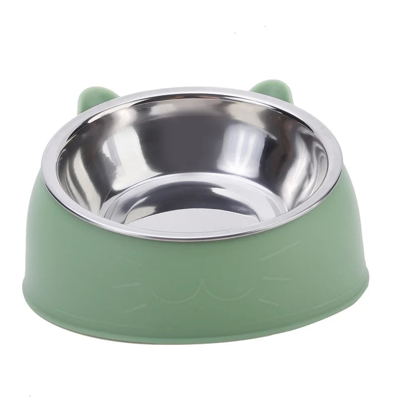 Creative Inclined Stainless Steel Cat Food And Water Feeder For Puppies