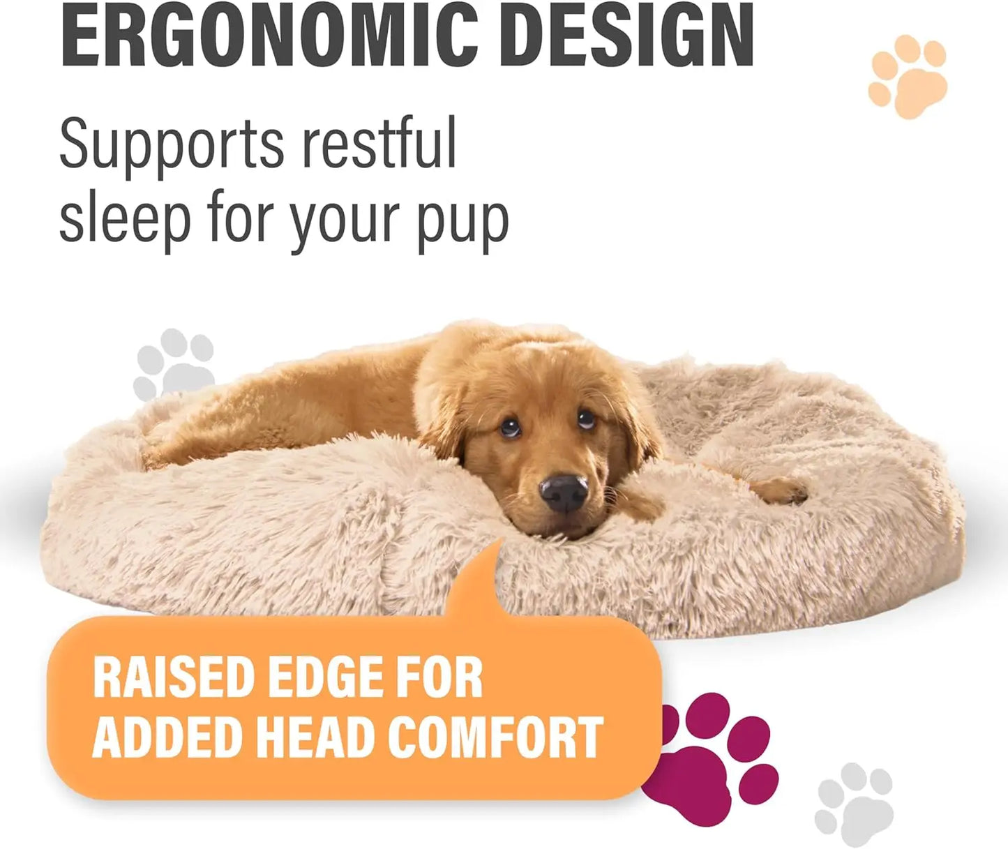 Calming Plush Donut Pet Bed With Removable Cover For Pets