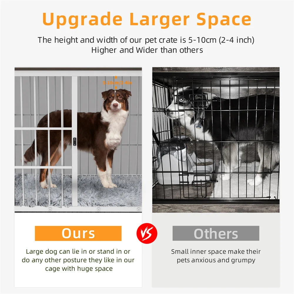 BORWARTH Wooden Dog Crate End Table Kennel Lattice Doors