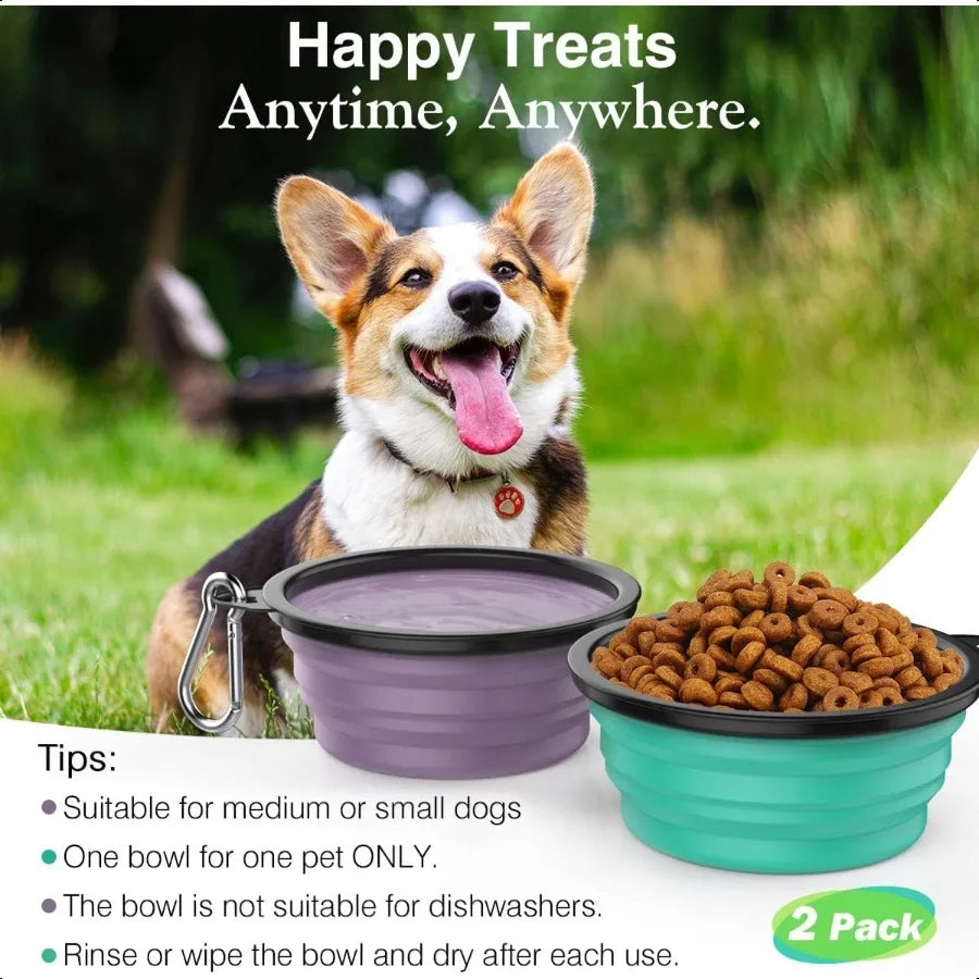 Hign-concerned Collapsible Silicone Dog Bowls Carabiners