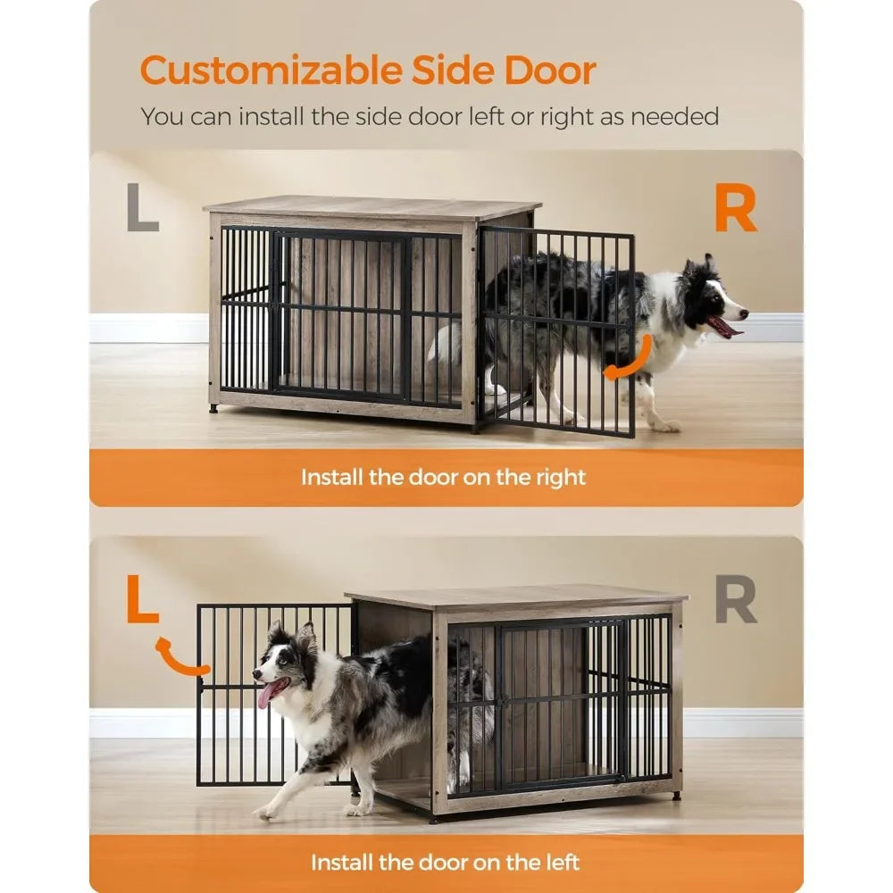 Hign-concerned Heavy Duty Dog Crate Furniture Double Door