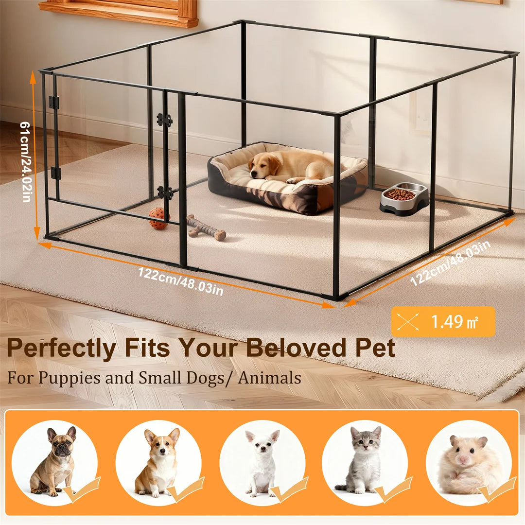 Bingopaw Acrylic 8 Panels Dog Playpen Indoor Exercise Fence