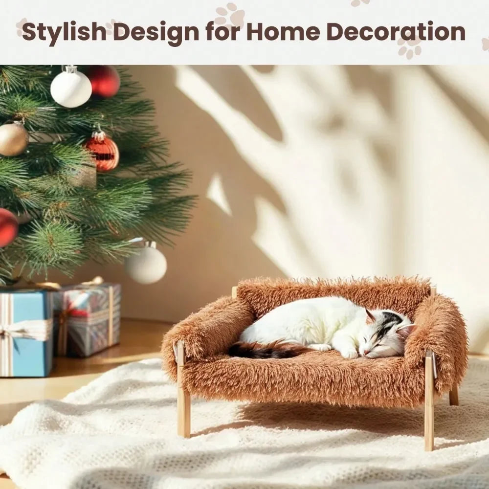 Dog Bed And Cat Sofa With Wood Frame, Soft Comfort