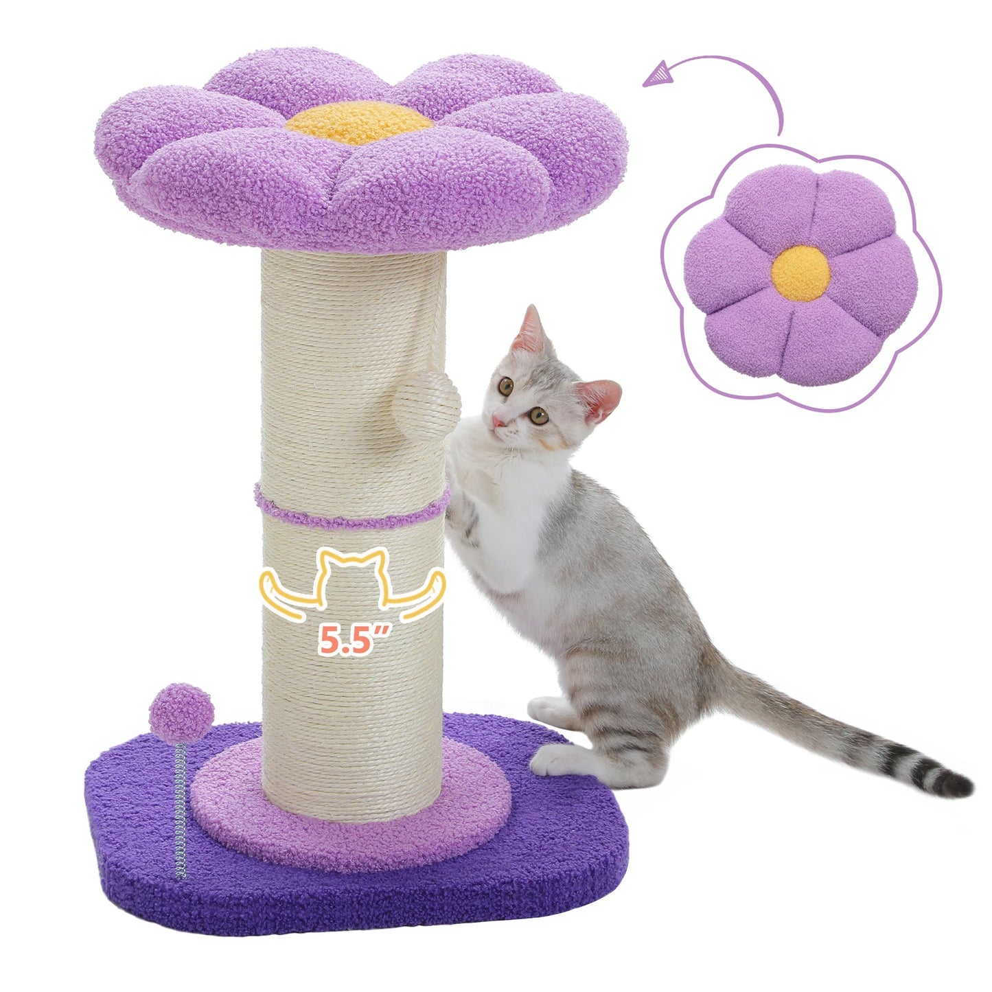 PEQULTICN Flower Cat Scratching Post Small Cat Tree Tower