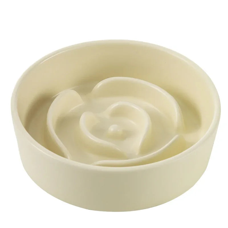 Ceramic Pet Slow Feeder Bowl For Cats And Small Dogs