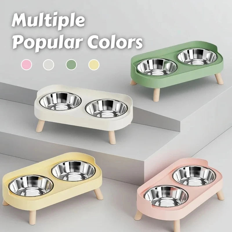 Colorful Elevated Dog Feeder With Dual Stainless Steel Bowls