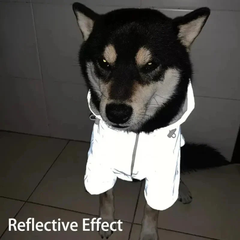 Dog Reflective Raincoat Space Suit Hoodie Pet Coat Apparel