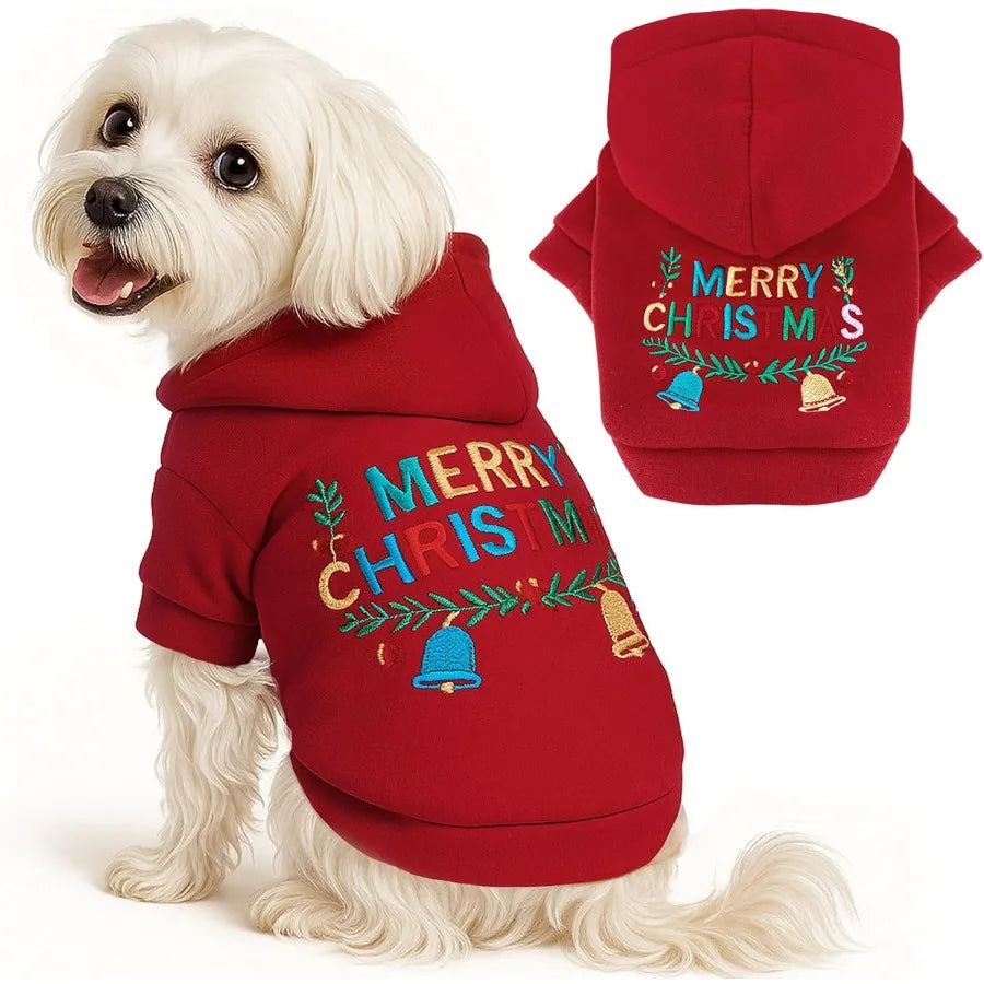 High-Concerned Christmas Hoodie for Dogs Fleece Sweater