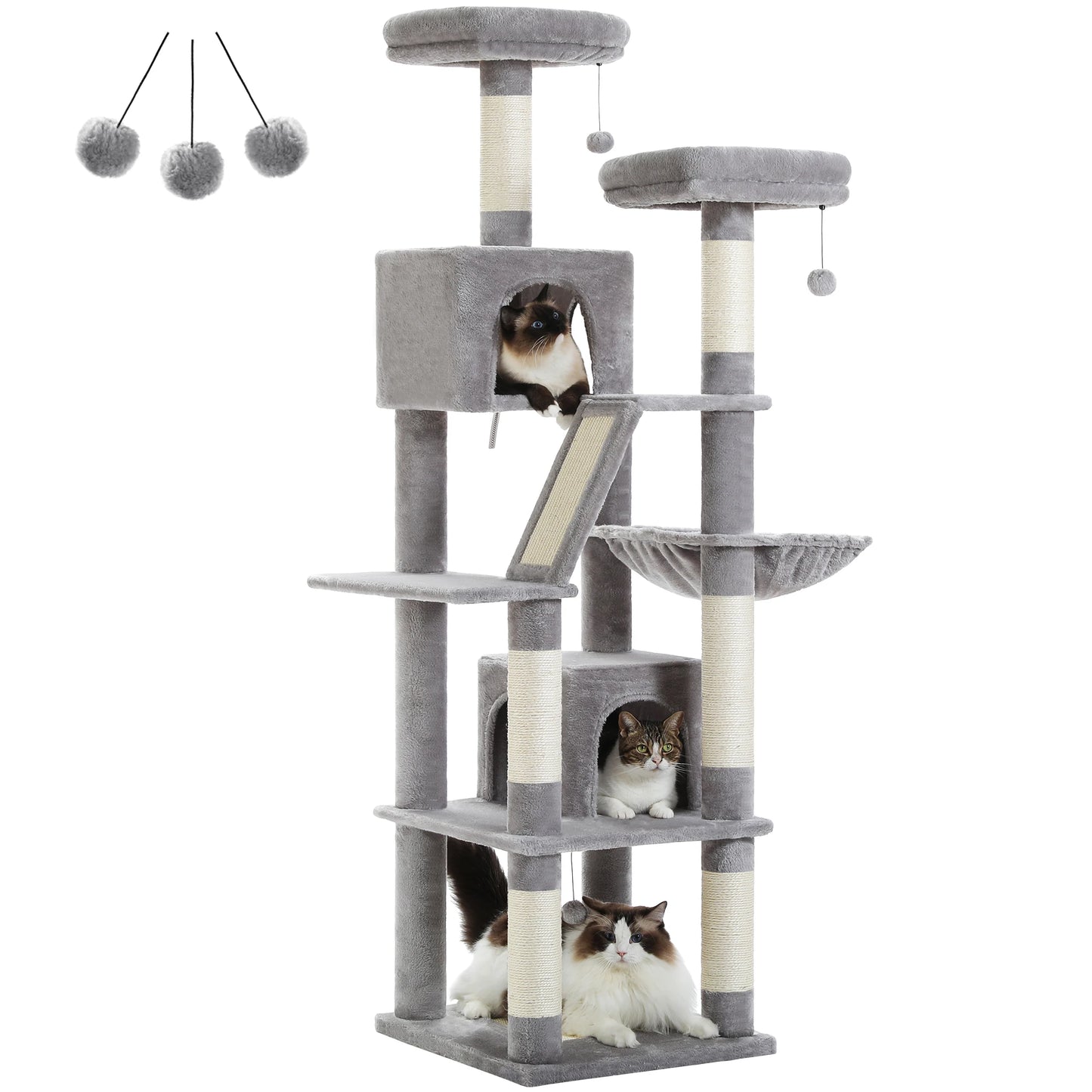PAWZ Road Deluxe Cat Tree With Plush Condo Scratching Posts