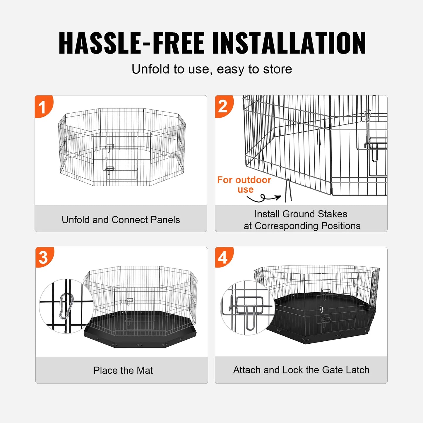 SucceBuy Foldable Dog Playpen 8 Panels Metal Fence Outdoor