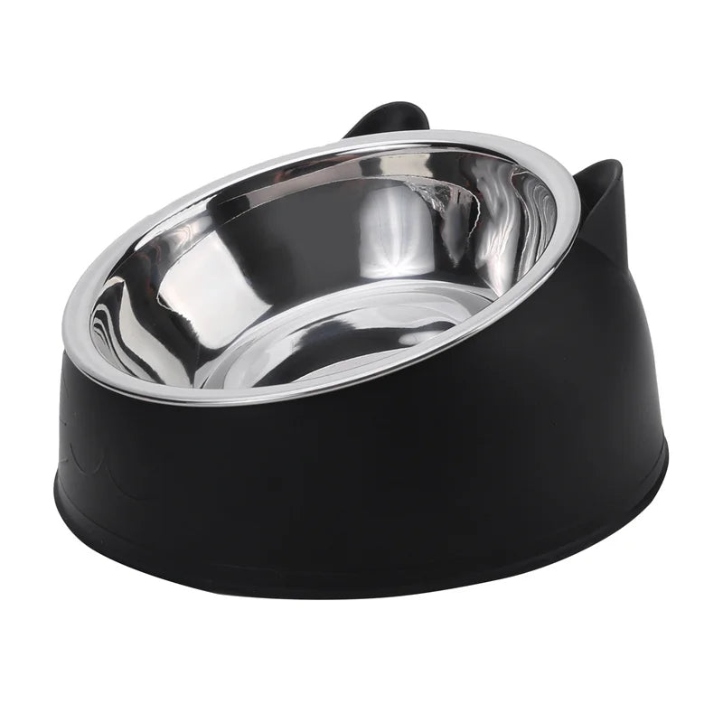 Creative Inclined Stainless Steel Cat Food And Water Feeder For Puppies