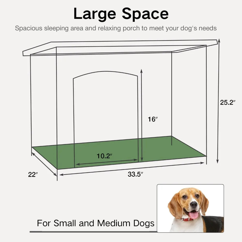 Heated Outdoor Dog House With Insulated Kennel And Iron Frame